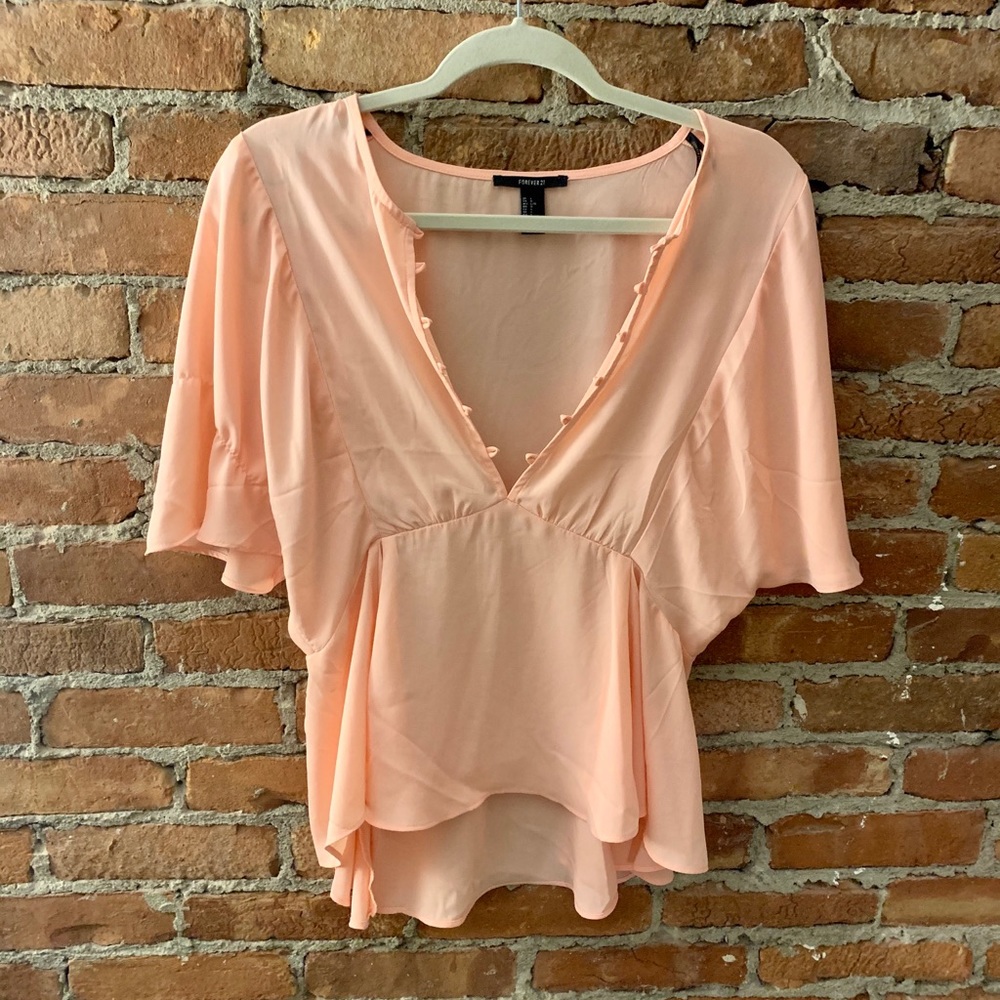 Peach Pink Peplum Blouse